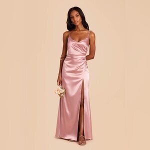 Birdie Grey Catherine Shiny Satin English Rose Pink Bridesmaid Dress XS Wedding